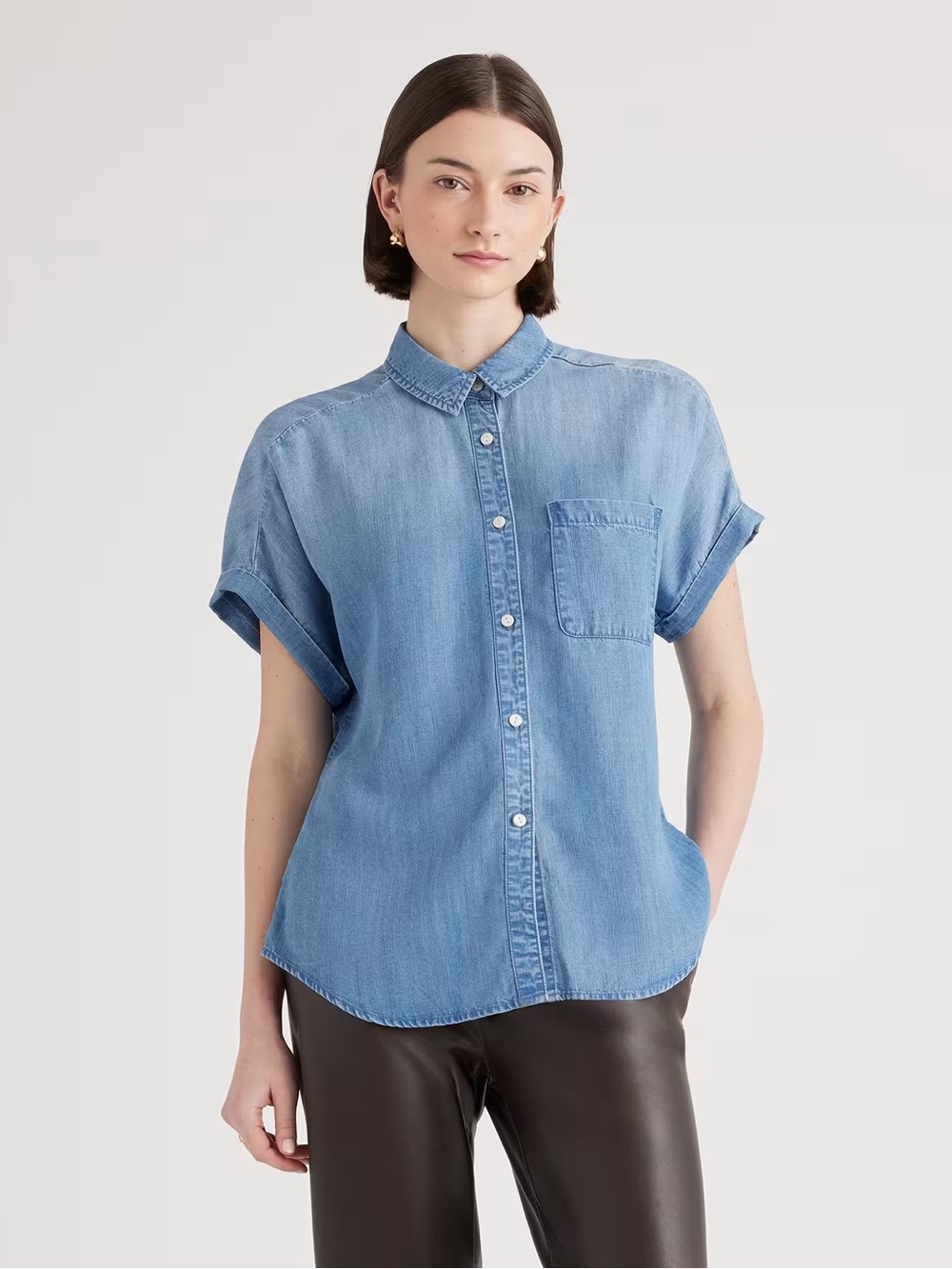 Quince Chambray Tencel Short Sleeve Shirt